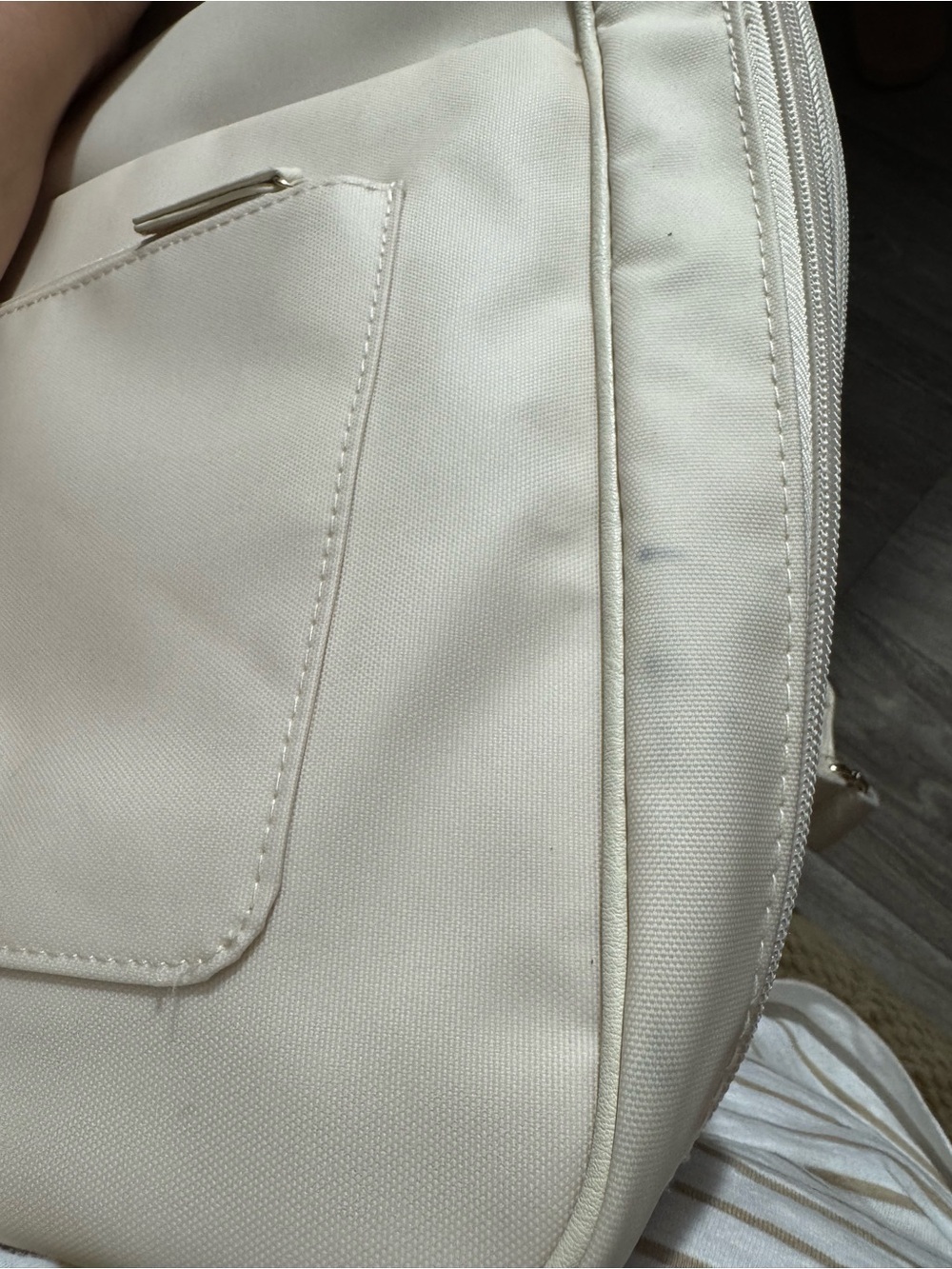 BEIS Cream Laptop Backpack with Front Pocket and Gold Logo - Picture 9 of 9